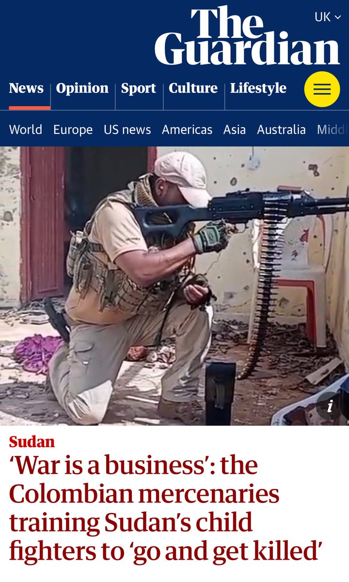 SuldanMohamed_'s tweet image. #SOMALIA: A damning article written by @guardian.
According to the Guardian, ex-Colombian soldier under the alias ‘Carlos’ confirmed Colombians contracted under UAE-linked security firms were flown to Bosaso, Puntland, Somalia, before being deployed to #Sudan’s RSF frontlines.…