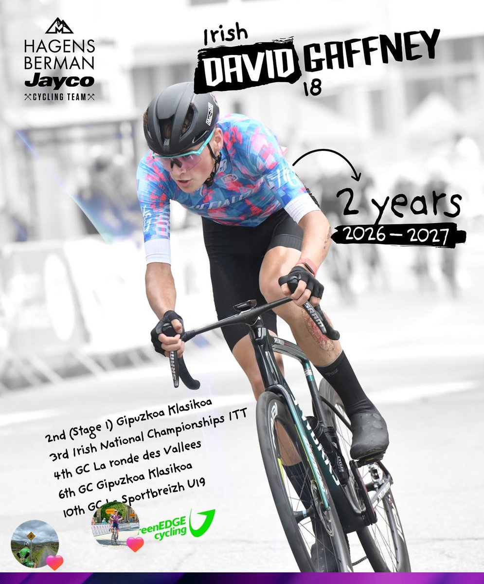 Fresh from his bronze medal in the euro Road champs David Gaffney signs with Adam and Darren Rafferty’s ex team. Such a good kid. Keeps his head down and just rides his bike. Absolutely one to watch. Up Waterford