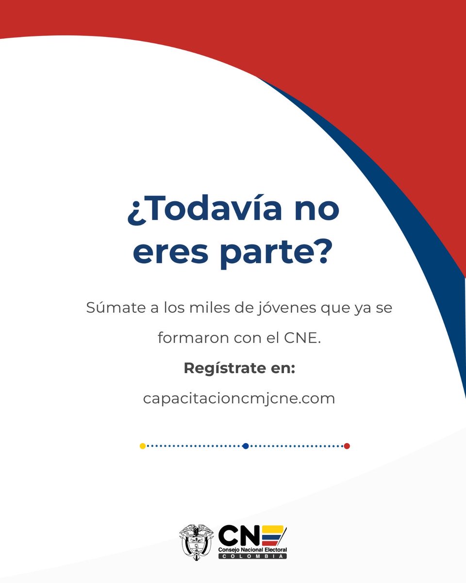 💪✨ ¡La formación juvenil ya rinde frutos!

Miles de jóvenes en toda Colombia han completado su capacitación electoral con el CNE.🗳️

Hoy son protagonistas del cambio, la participación y la democracia. 🇨🇴💙

#FormaciónJuvenil #CNE #JuventudActiva #Democracia #ColombiaJoven