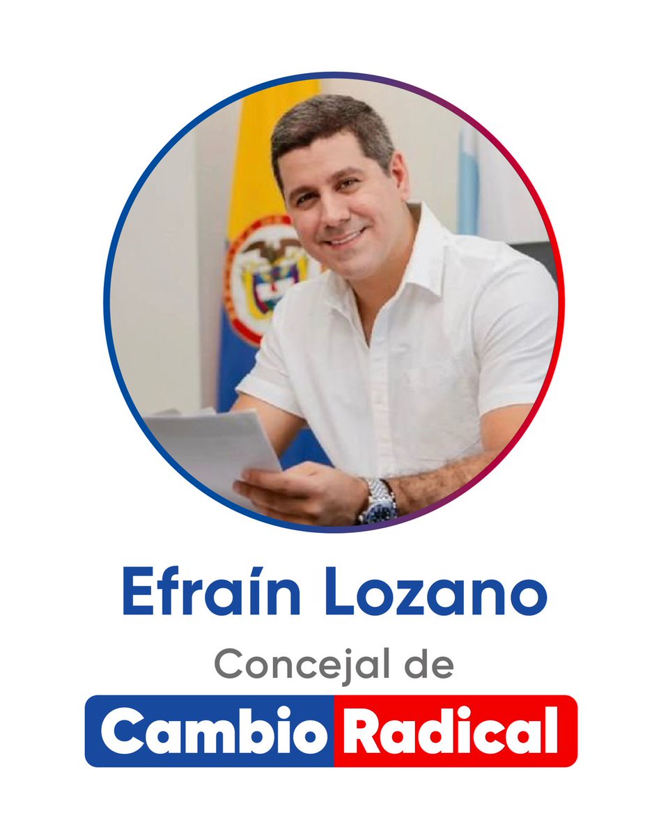 Felicitamos a nuestro concejal <a href="/Efrainlozanodh1/">Efrain Lozano Dueñas</a>, quien fue designado como presidente del Concejo de Santa Marta. 👏

En Cambio Radical estamos seguros de que con su visión, compromiso y carácter, liderará una gestión que dejará huella y traerá grandes resultados para la Bahía más