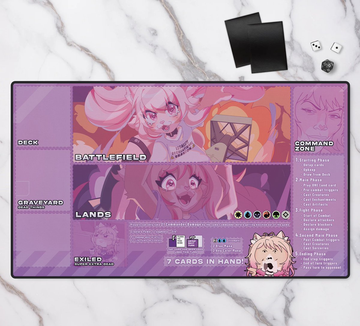 MTG Playmat!

Designed this a year ago for myself when I was learning how to play commander!

Might try re-designing it!

Art: Milktea6676 + Tamagotaho