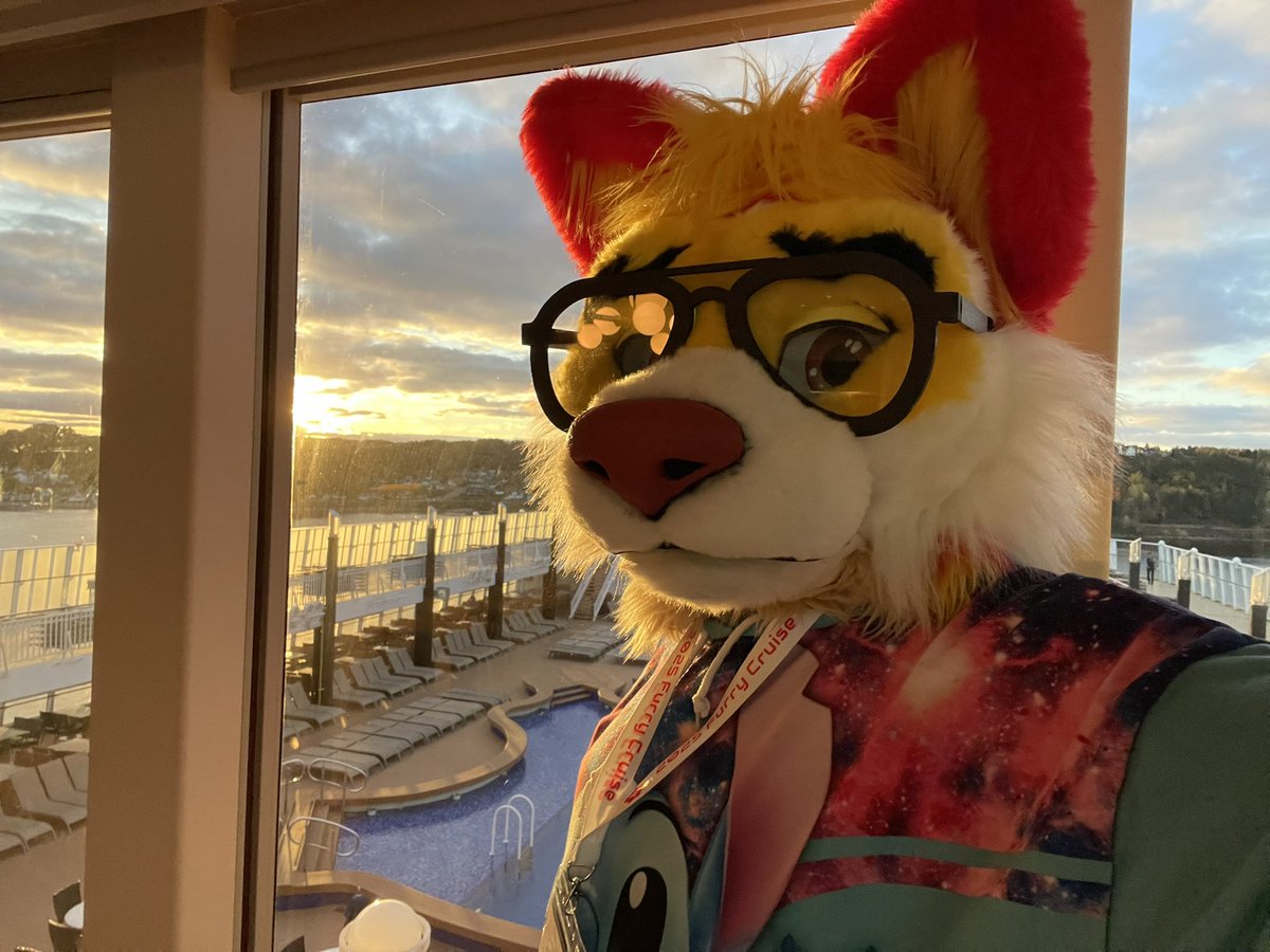 SnarfWolf's tweet photo. Don’t you just love sunsets? #fursuitFriday 
🧵 🪡 #Onefurall @Onefurallstudio https://t.co/uUoI8LSOlz