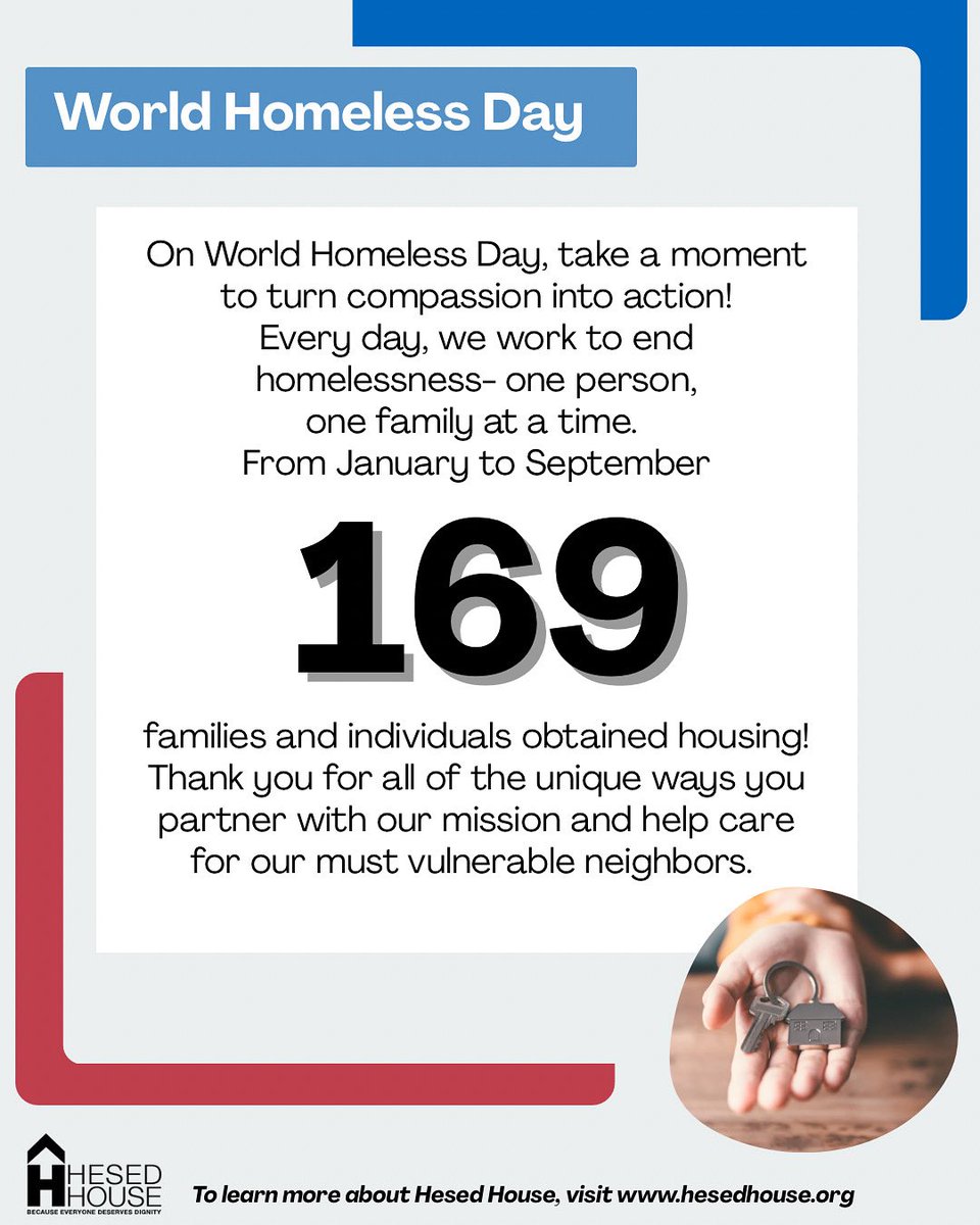 Hesed House’s mission is to feed the hungry, clothe the naked, shelter the homeless, and give people the chance to hope again. Today is World Homeless Day and we invite you to partner with us and help make our mission a reality! To learn more, visit hesedhouse.org