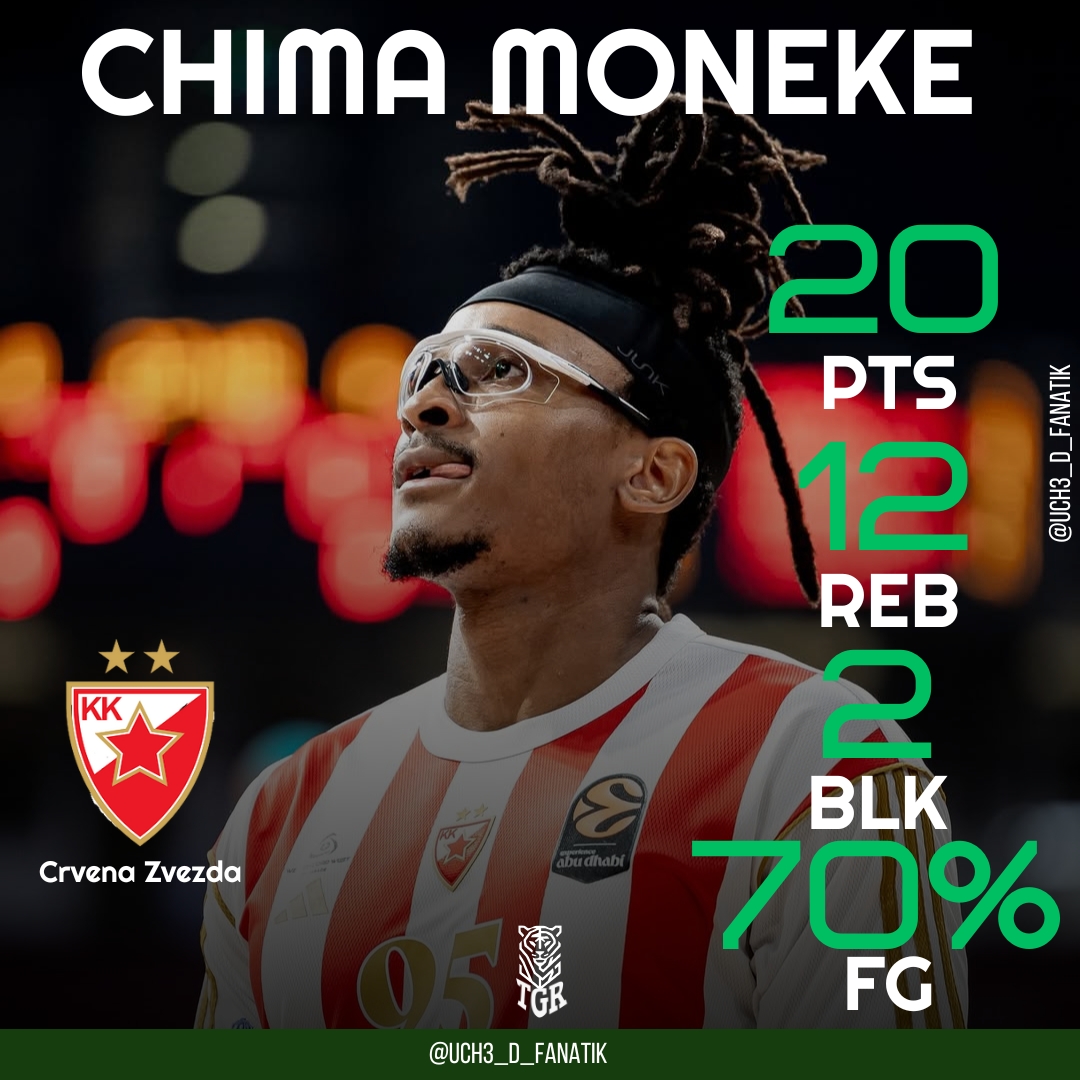 uch3_D_Fanatik's tweet image. Chima Moneke records his 11th @EuroLeague double-double and Jordan Nwora scores double digits as @kkcrvenazvezda picks up their first Euroleague win of the season.

#TGR
#BallChatWithKenny