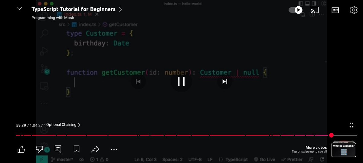 IamChiemerie's tweet image. Day 53 of #60DaysLearniṅgChallenge: Watched a 1 hr beginner crash course on typescript. Really enjoyed watching codewithmosh's tutorial video. Gave me an edge on how typescript works best