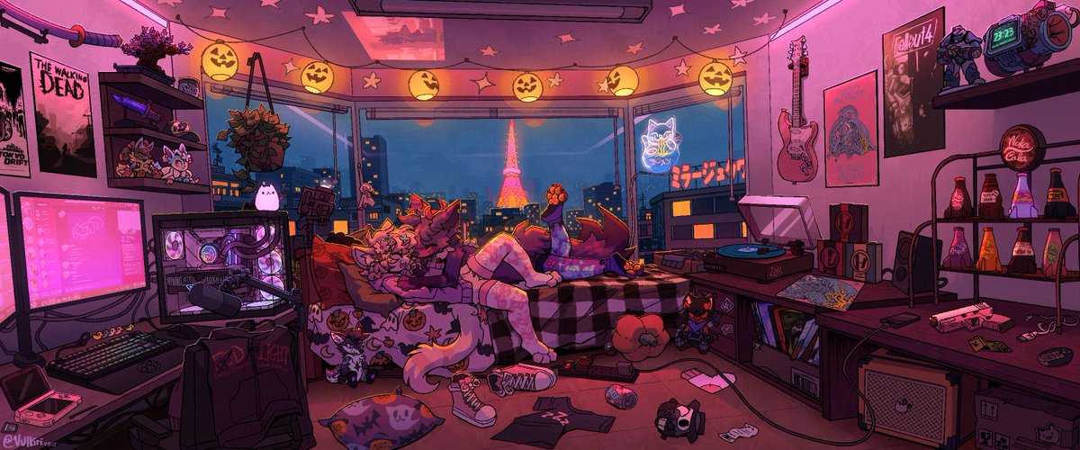 Vulkiri's tweet image. Halloween cuddles 🎃