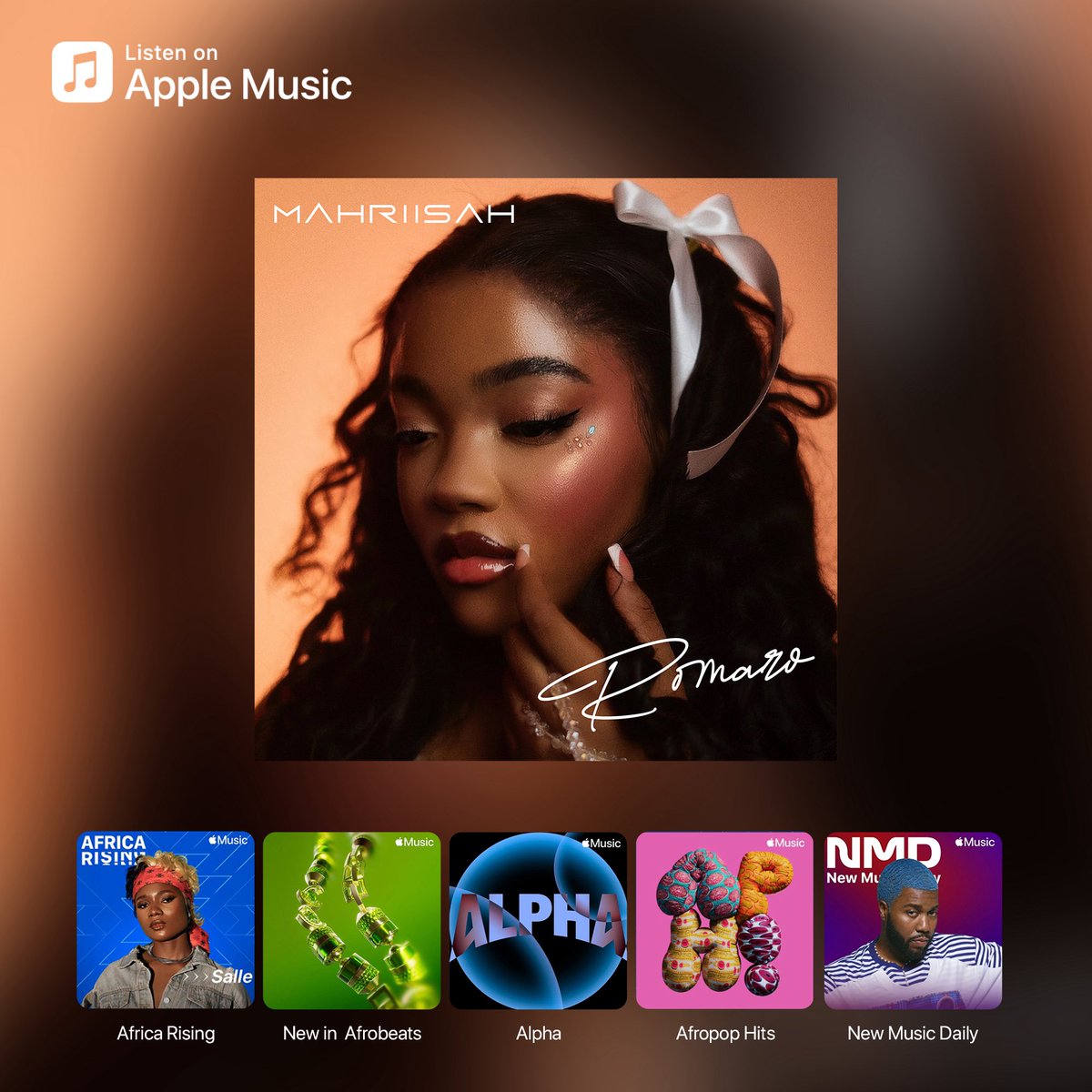 Nail3r_'s tweet photo. Listen to “Romaro” by Mahriisah 
Featured on your favorite playlists on @AppleMusic 

Big ups @AppleMusic ❤️🫡
Appreciate the constant support.. 

#Romaro #AppleMusic https://t.co/P00kdXq42w