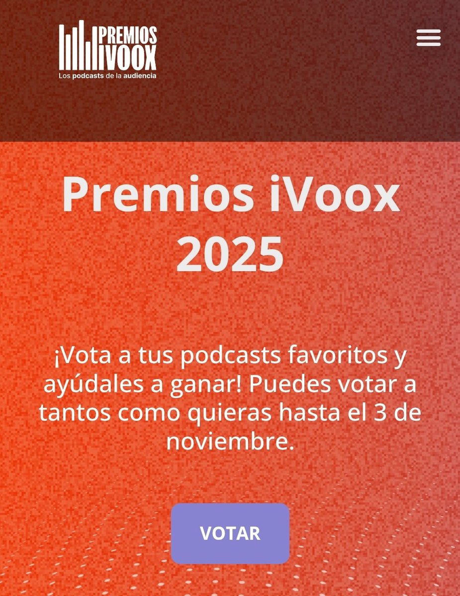 Estimados amigos. Quiero pedirles un favor: que se tomen un minuto para votar por nuestro podcast Coffee Break, Señal y Ruido [<a href="/pcoffeebreak/">Coffee Break: Señal y Ruido</a>] para el Premio iVoox 2025. Sólo hay que buscar nuestro podcast en la lista y votar. El link es premios.ivoox.com Muchísimas gracias.