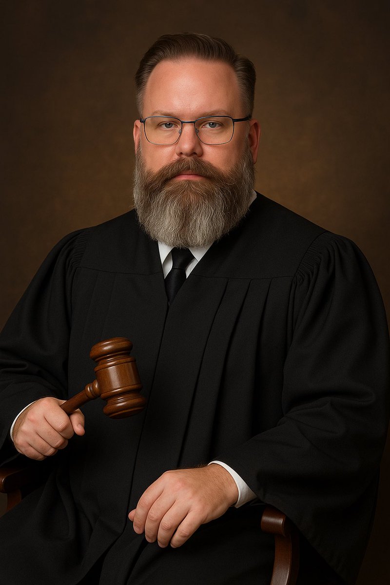 For day three I make my appeal directly to <a href="/MightyHeaton/">Andrew Heaton 🎩</a>. Even AI knows I’d look cool as a judge. Imagine this portrait staring at you in your office, where judicial portraits belong.

Everyone, listen to The Political Orphanage and help my dreams come true.