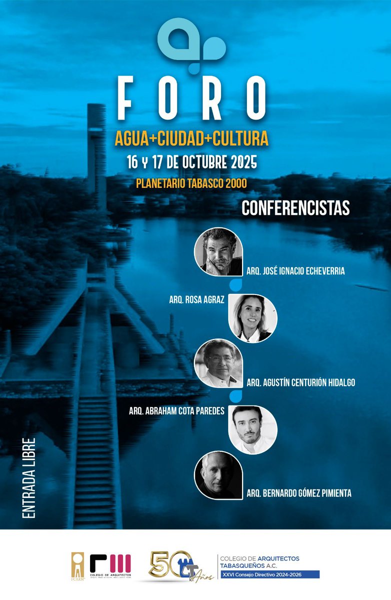 Este viernes 17 de octubre, nuestro director general, el Dr. Bernardo Gómez-Pimienta, dará una plática en el Foro "Agua+Cultura+Ciudad". Los esperamos

#arquitectura #urbanismo #sustentabilidad