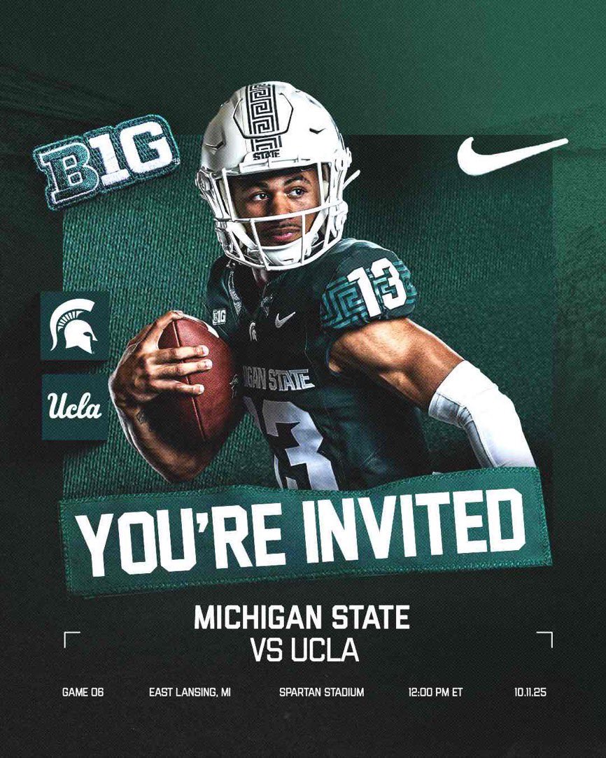 Great to say that I will be visiting Michigan State University tomorrow against UCLA, can’t wait to meet the coaches and build relationships. Thanks <a href="/Coach_JBoyer/">Jon Boyer</a> for the invite 

<a href="/MIexposure/">Michigan Exposure</a> <a href="/coachm16/">Coach Mifsud</a> <a href="/WoodhavenFTBALL/">Woodhaven Football</a> <a href="/ReggieWynns/">Rising Stars Scouting</a> <a href="/RisingStars6/">Rising Stars Academy</a> <a href="/Coach_Smith/">Jonathan Smith</a> <a href="/PrepRedzoneMI/">Prep Redzone Michigan</a>