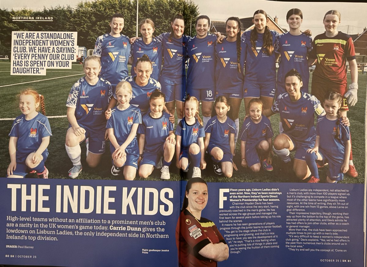LisburnLadiesFc's tweet photo. Just a wee Independent Girls club from Lisburn City with a 4 x Page spread in the biggest National Women’s Football Magazine “She Kicks”
#girlsonlyfootballclub
#PlayerDevelopmentIsKey
#familyclub
#oneclub
#heartofthecommunity
GIRLS IN BLUE - PLAY WITH PASSION https://t.co/byLx31d2F1