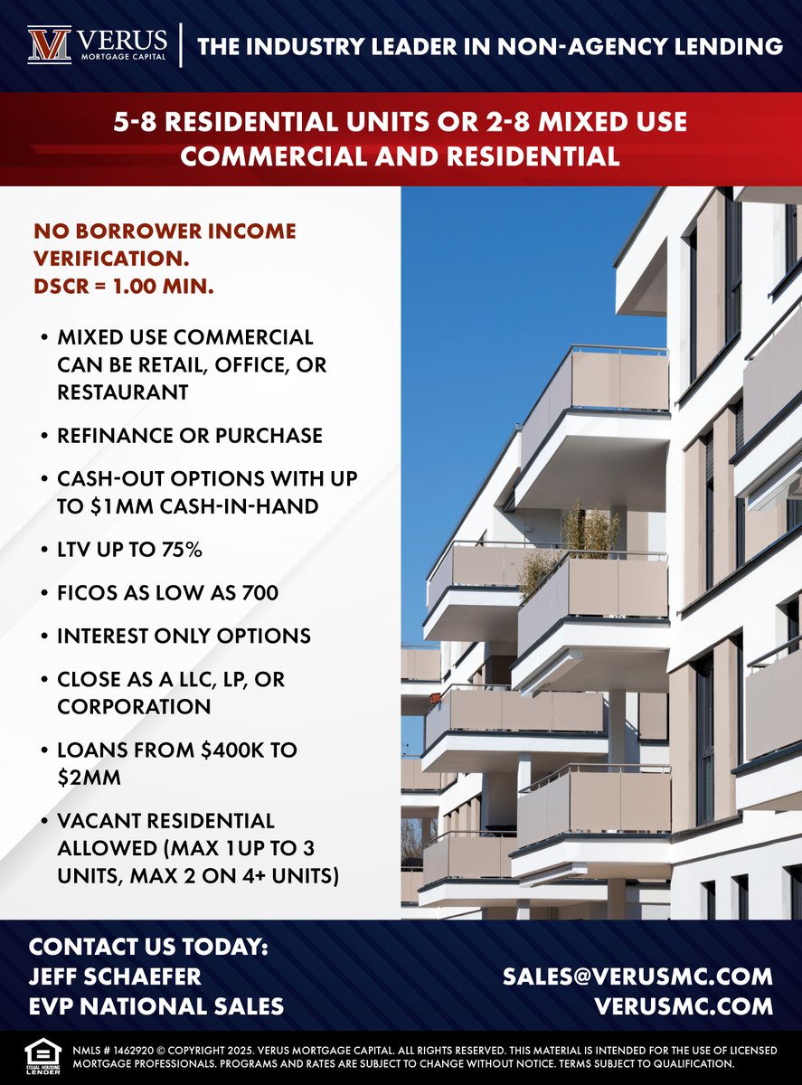 Contact us today to learn more: sales@verusmc.com
#mortgage #nonqm #nonqmlending #mortagelending #mortgageindustry #nonqmloans #alternativefinancing #loans #lenders #lending #alternativelending #financing #financingoptions #verus #sales