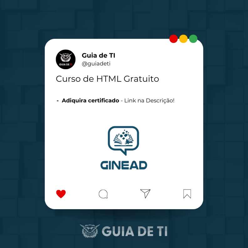 guiadeti's tweet image. Curso de HTML Gratuito da Plataforma Ginead

guiadeti.com.br/noticias/curso…

Curso gratuito de HTML5 da Ginead — 20h online com certificado opcional e introdução ao CSS3.