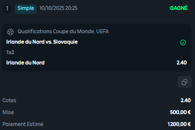 Facile.
@ 2.40 ✅✅✅

#TeamParieur