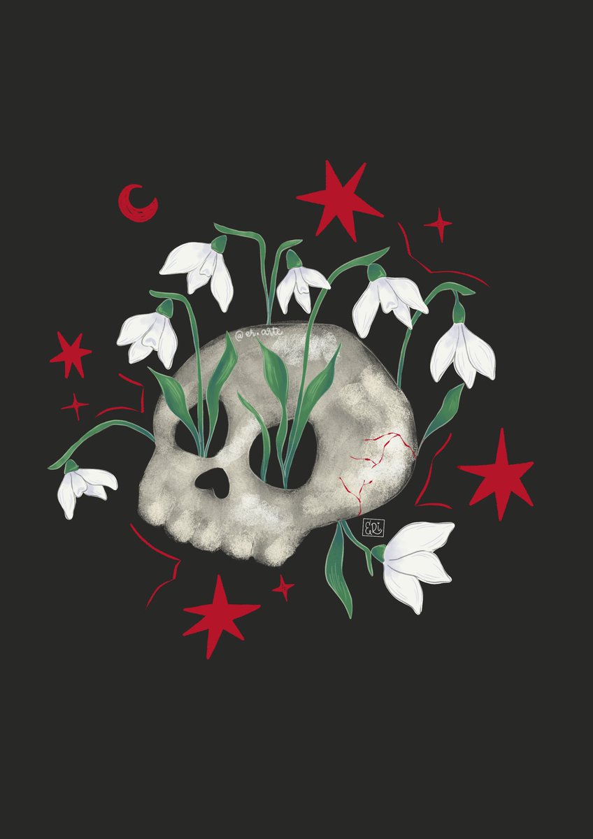 eriartee's tweet photo. Começando #inktober com esse desafio de flores mortais. A fura neve (snowdrop) é considerada até um presságio de mau agouro, mas belíssima 
#Halloween https://t.co/2zpCUXLMOh