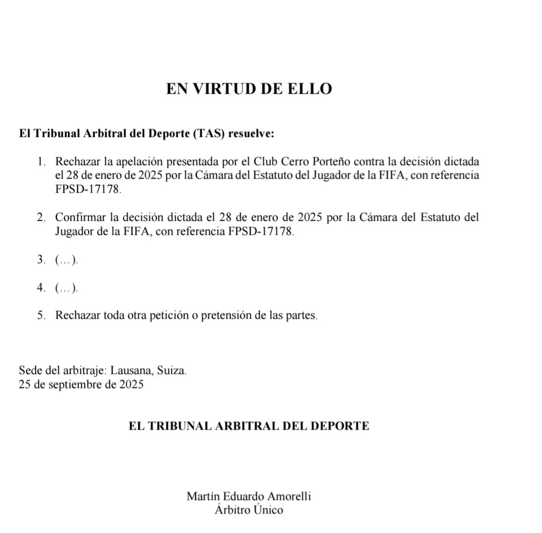 ramirocamacho1's tweet image. #Pagar
@CCP1912oficial debera abonar lo adeudado al club @Bolivar_Oficial por la tranferencia de @_frandacosta tras perder la apelacion ante el TAS.