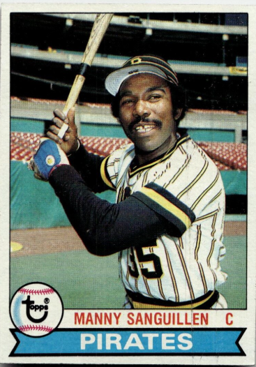 leexbaseball's tweet image. Today in #MLB History 1979 Manny Sanguillen&apos;s pinch-hit, 2-out single in the 9th inning of Game 2 breaks a tie as the #Pirates win 3-2, and even the #WorldSeries. #postseason #baseballcards