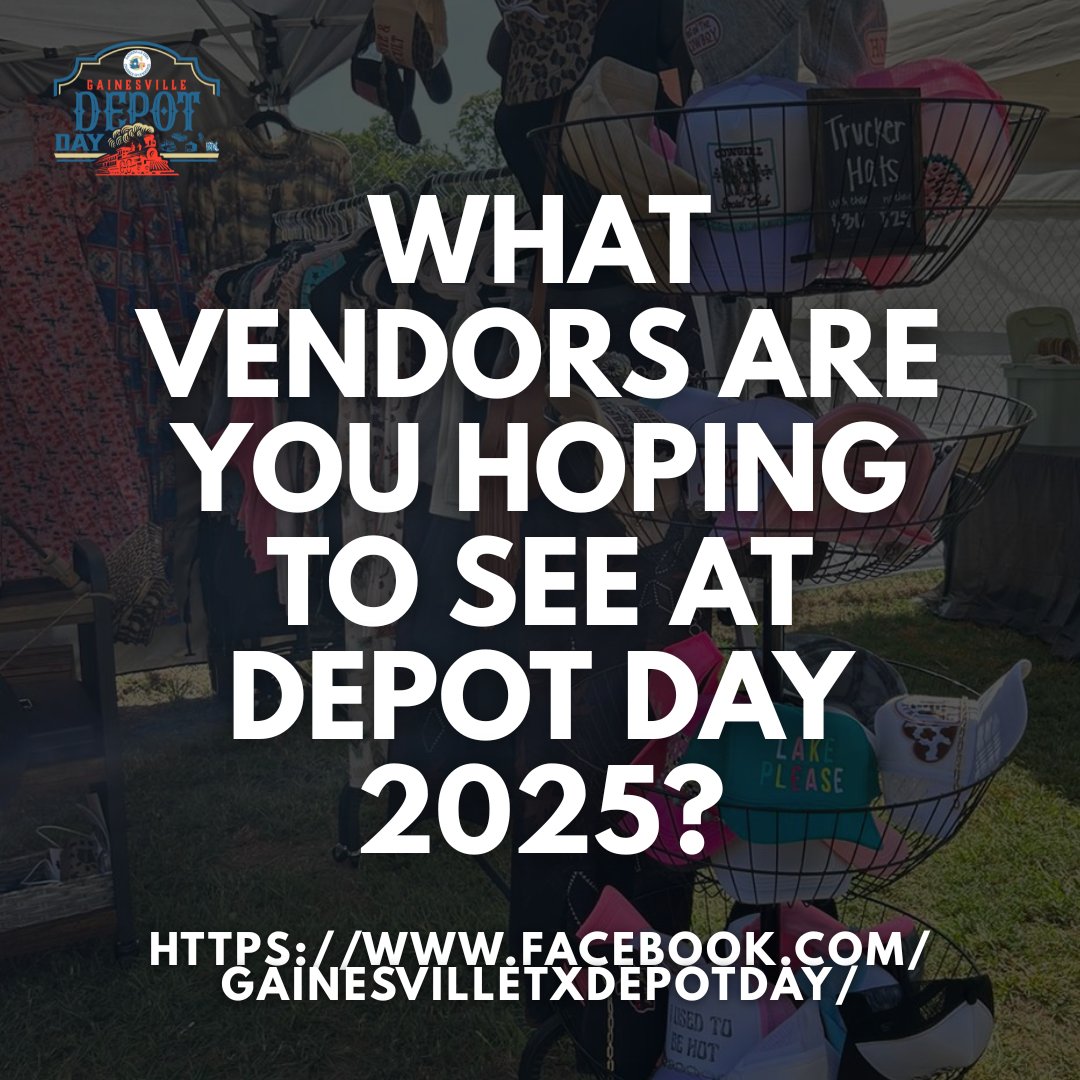 GainesvilleCofC's tweet image. Depot Day 2025 is TOMORROW! 🤩 
Go to the Gainesville TX Depot Day Facebook page to check out who will be there! You won&apos;t be disappointed! 

#GoSeeGVille #DepotDay2025 #TradeVendors