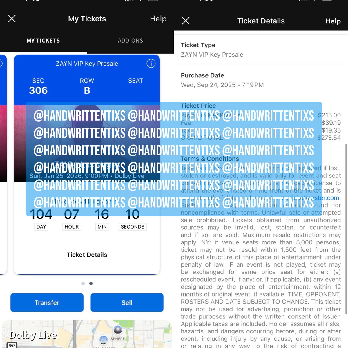 handwrittentixs's tweet image. LAS VEGAS ZAYN fans, I have TWO tickets to the show on January 25th for $282.02 each (PayPal fee included)!  #ZaynInVegas

If interested, please fill out the buyer form:
forms.gle/J1yFSPU1zriPpT…