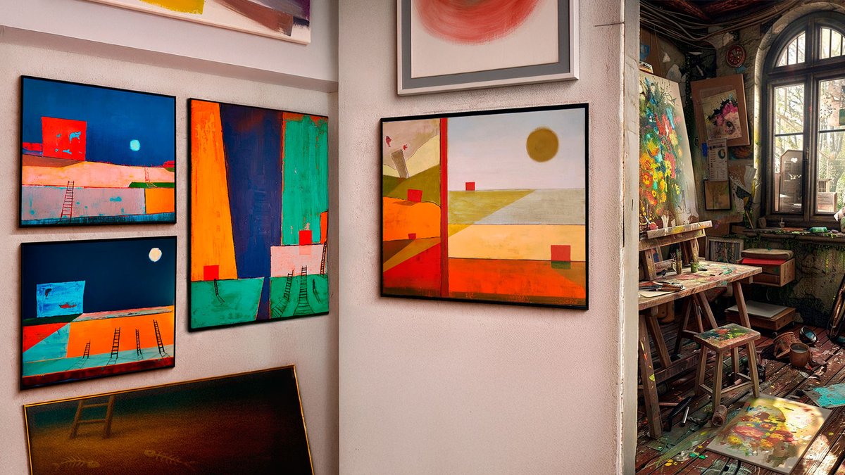 MauriValch's tweet image. Hi everyone, I’m Maurizio Valch, a visual artist.
My paintings explore silence and inner space — surreal yet peaceful landscapes where the mind can rest.
For me, art is a form of meditation, a way to return to stillness.