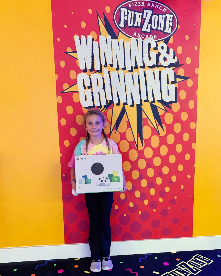 🎉 Whoa — look at this win! This awesome guest just snagged a Xbox after racking up tickets in the #FunZone! 🔥  If you haven’t checked out the prizes in our redemption counter lately… you might want to! 😉✨ #FunZoneFriday #pizza #buffet #chicken #dessert #arcade #prizes