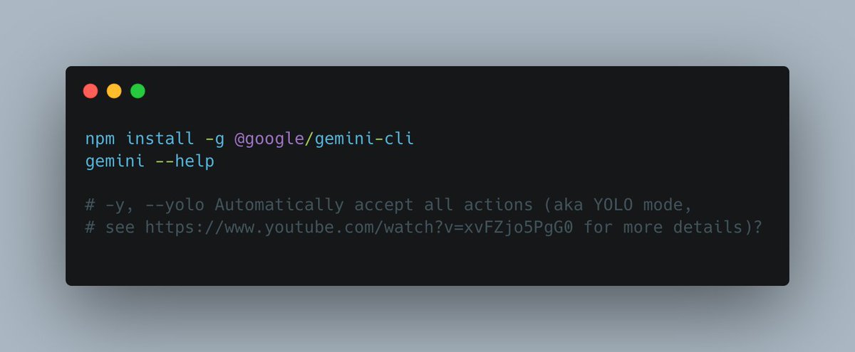 bodyofcode's tweet image. The #Gemini CLI YOLO video is fantastic.

#Google