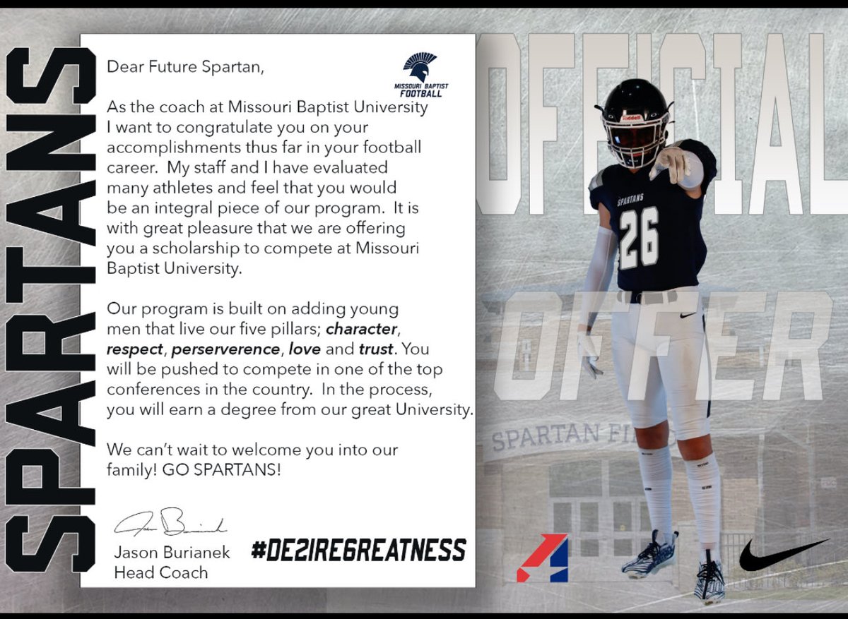 78Brocksumler's tweet image. Blessed to receive an offer from Missouri Baptist university! @CoachJonnyHeck 
#something2prove!