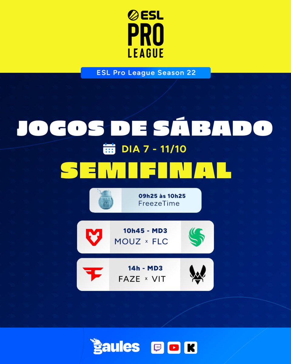 Gaules's tweet image. Jogos de amanhã na ESL!