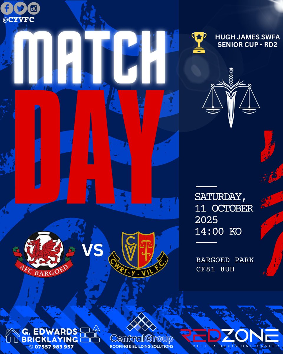 Cup action this weekend as we head up to AFC Bargoed in the 2nd round of the Hugh James South Wales Senior Cup.

Always good to have an away trip, come on up and support the lads.