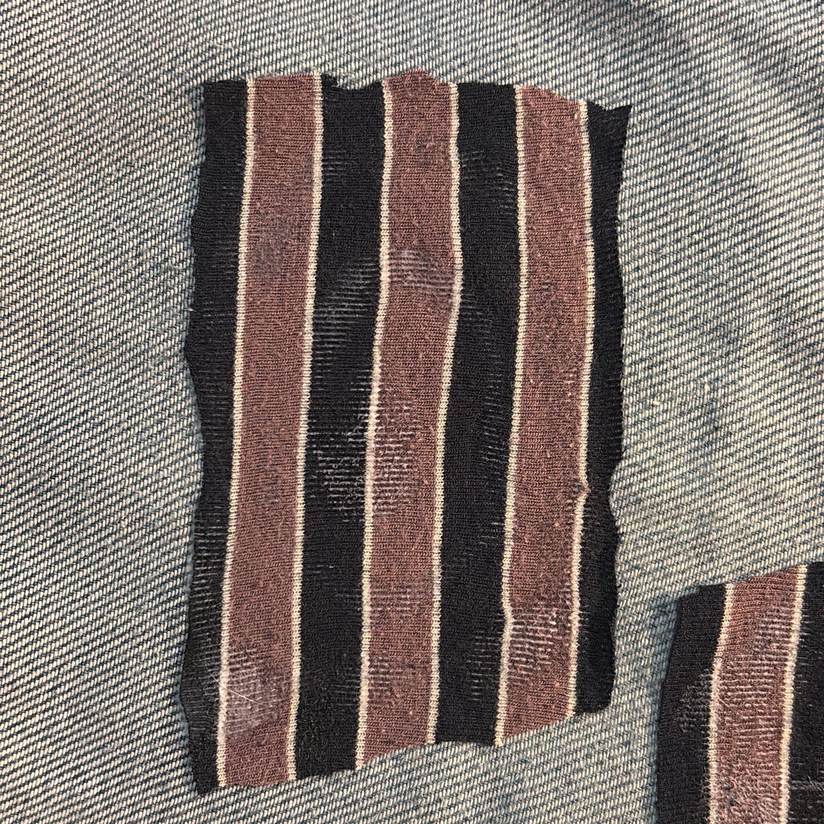 turning boxers into patches for my broken jeans 😭