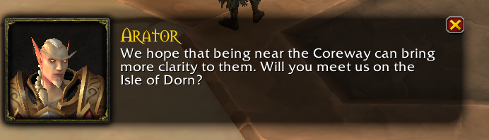 Okay, before I fully do Midnight stuff on alpha, I'm going to test the 11.2.7 storyline that just went up on the PTR with Vereesa and Arator. 

Here be spoilers, starting right off the bat with our proper introduction to Arator for the Worldsoul Saga.