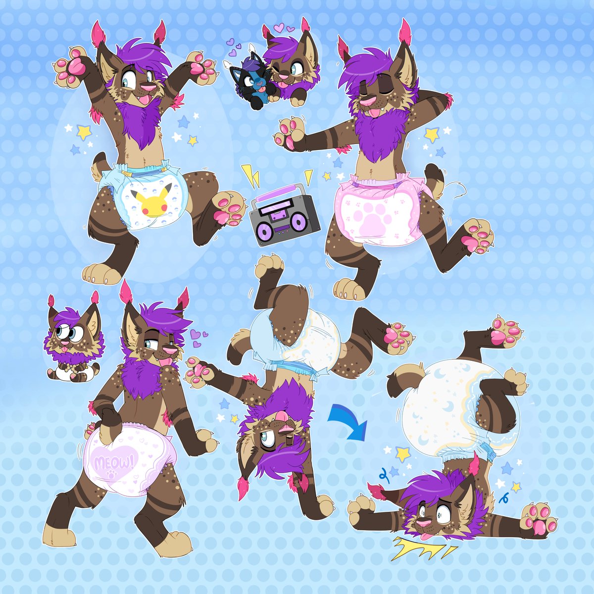 💜Commission for <a href="/SmellyStrobes/">Strobes</a> for their birthday!!  dance cat dance💜 #ABDL #diaperfur #babyfur