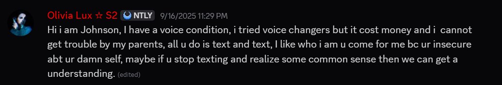 ageon2008's tweet photo. "i have a life" dawg u said a slur u probs cant say and called me piggy and wdym "con artist" your name is legit johnson like step your pussy up honey https://t.co/uOo3qhQsxB