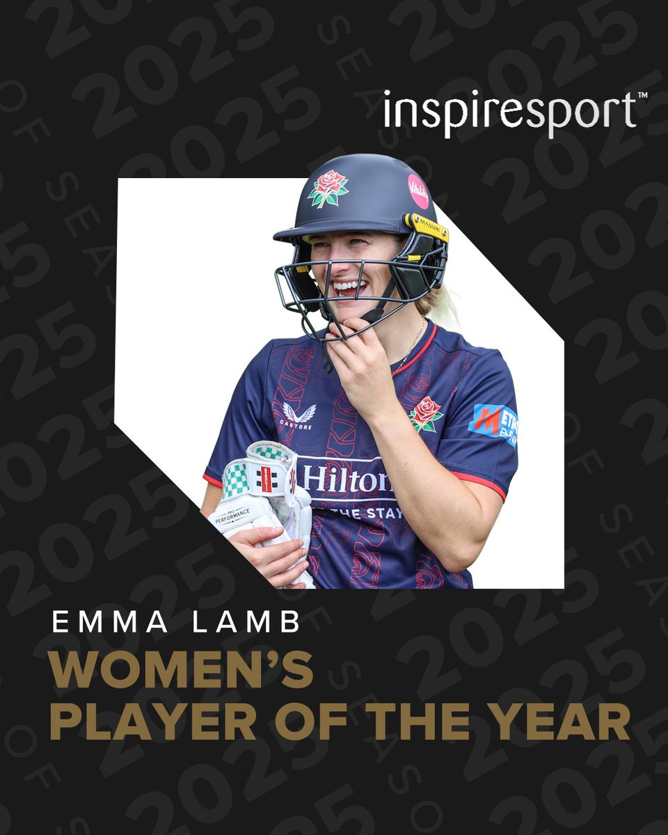 The final award of the night for our Lancashire Women's team and it's the Women's Player of the Year sponsored by <a href="/inspiresport/">inspiresport</a>... 🥁

And the winner is... Emma Lamb 🏆

Emma picks up our main award of the evening, in addition to her <a href="/PCA/">PCA</a> Player of the Year award, following an