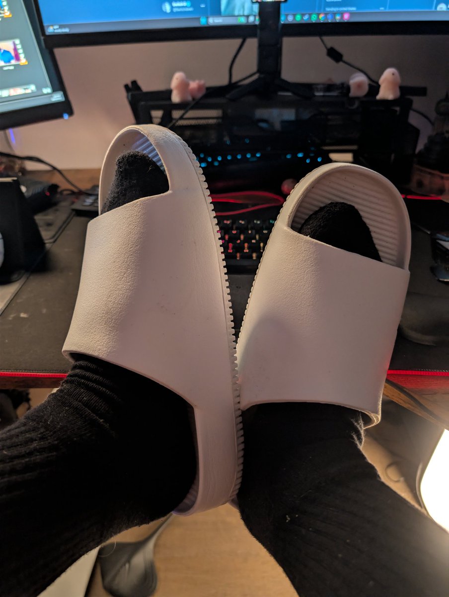 New pair of slides funded by my foot sub. #findom #feet 

Good boy.