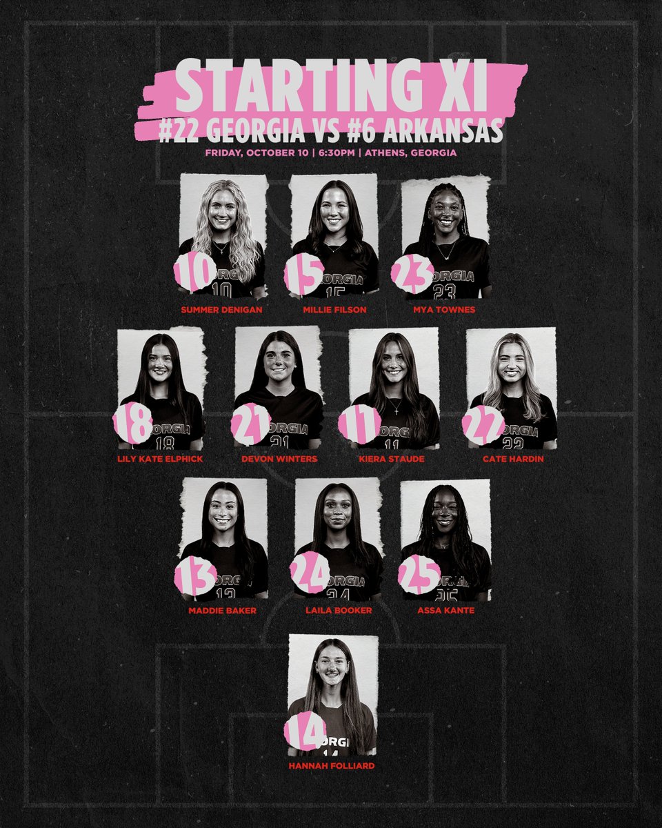 ⚽️ Presenting tonight's Starting XI against <a href="/RazorbackSoccer/">Arkansas Soccer</a>!

📺 SECN+ | gado.gs/dkc
📊 gado.gs/socstats

#GoDawgs 🐾