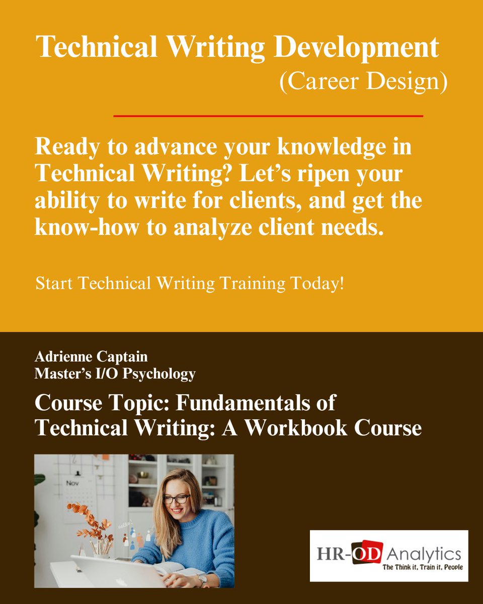 HRODAnalytics's tweet image. Research shows that visual/diagram #development, increased end-user engagement (Timely Text, 2025), and the ability to effectively work with SMEs are currently trending in the #technicalwriting field. #Learn today: adrienne-s-school-2b8a.thinkific.com/courses/fundam…

#IT #Technology #Careers #HR