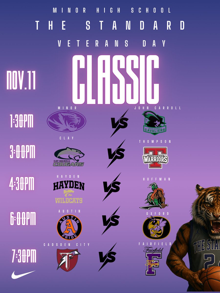 🚨🚨 WARRIOR NATION! 🚨🚨

🗓️ Mark your calendars!

Our team will compete in the Veterans Day Classic(Nov. 11th), hosted at Minor High School.

#JustWork