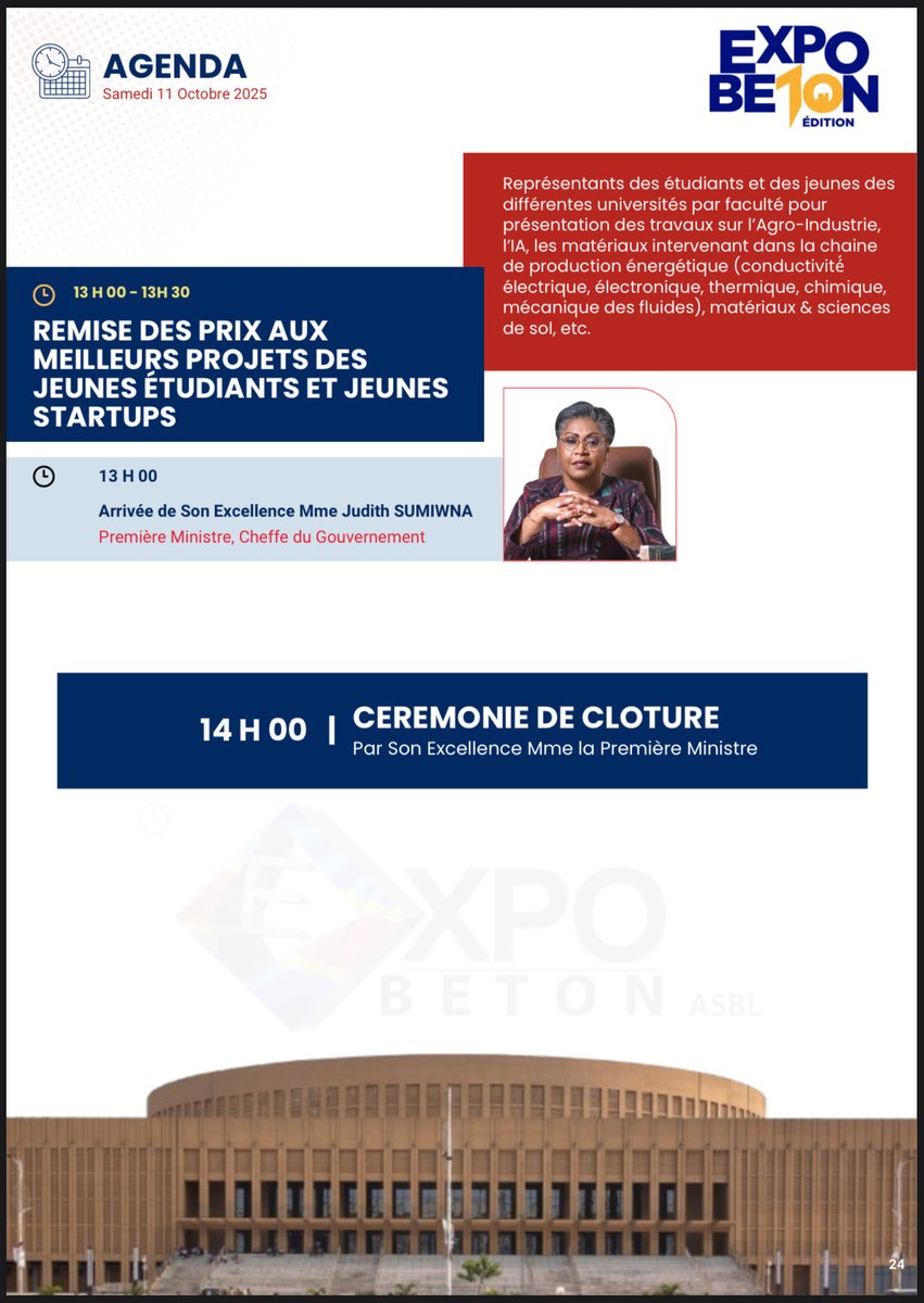 Jean Bamanisa (@jeanbamanisa) on Twitter photo Dernière journée consacrée à la #Jeunesse_RDC
#Éducation #Employabilité #Appropriation #Responsabilité_générationelle
<a href="/ExpobetonRDC/">ExpoBeton RDC</a>
<a href="/MinEmploiTraRDC/">Ministère de l'Emploi et Travail de la RDC</a> <a href="/MinisterEDU_NC/">Ministère de l'Education Nationale-NC</a> <a href="/econonumerique/">Ministère de l'Économie Numérique - RDC</a> <a href="/AdnRdc/">ADN PRESIDENCE RDC</a>
<a href="/Com_mediasRDC/">Ministère de la Communication et Médias/RDC</a> <a href="/jeunesseEP_RDC/">Ministère de la Jeunesse et Éveil Patriotique</a> Dernière journée consacrée à la #Jeunesse_RDC
#Éducation #Employabilité #Appropriation #Responsabilité_générationelle
<a href="/ExpobetonRDC/">ExpoBeton RDC</a>
<a href="/MinEmploiTraRDC/">Ministère de l'Emploi et Travail de la RDC</a> <a href="/MinisterEDU_NC/">Ministère de l'Education Nationale-NC</a> <a href="/econonumerique/">Ministère de l'Économie Numérique - RDC</a> <a href="/AdnRdc/">ADN PRESIDENCE RDC</a>
<a href="/Com_mediasRDC/">Ministère de la Communication et Médias/RDC</a> <a href="/jeunesseEP_RDC/">Ministère de la Jeunesse et Éveil Patriotique</a>