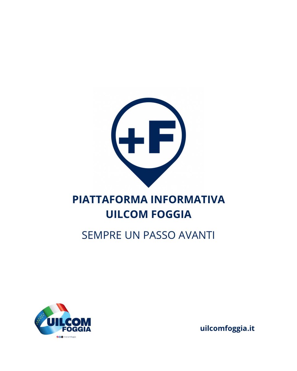 UilcomFoggia's tweet photo. Da oggi è disponibile la nostra piattaforma +F Uilcom Foggia, al suo interno tante informazioni utili. Buona navigazione a tutti 👉🏻 https://t.co/ZQjv4I6VEU

#uilcomfoggia #uilcompuglia #uilcomnazionale #uilcom +F https://t.co/Q488wrkRvx