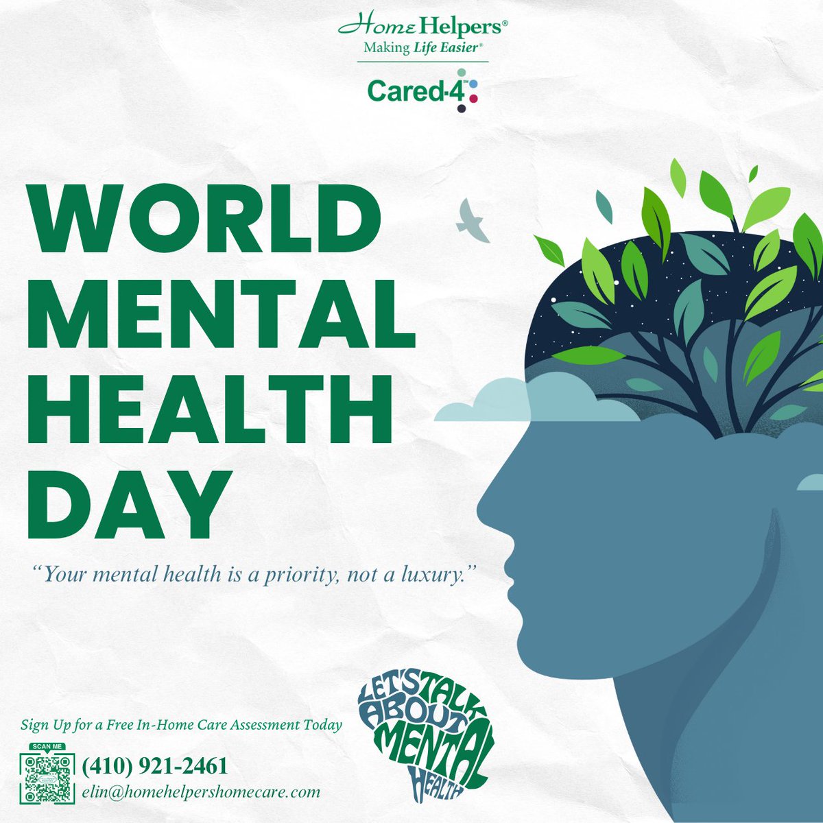 EdwardSiraya's tweet image. It’s #WorldMentalHealthDay — a reminder to care for your mind as much as your body. 🌿

At Home Helpers® Home Care of Hanover, we’re with you — supporting wellness, compassion, and care every step of the way. 💚

📞(410) 921-2461
🌐 homehelpershomecare.com/hanover-md