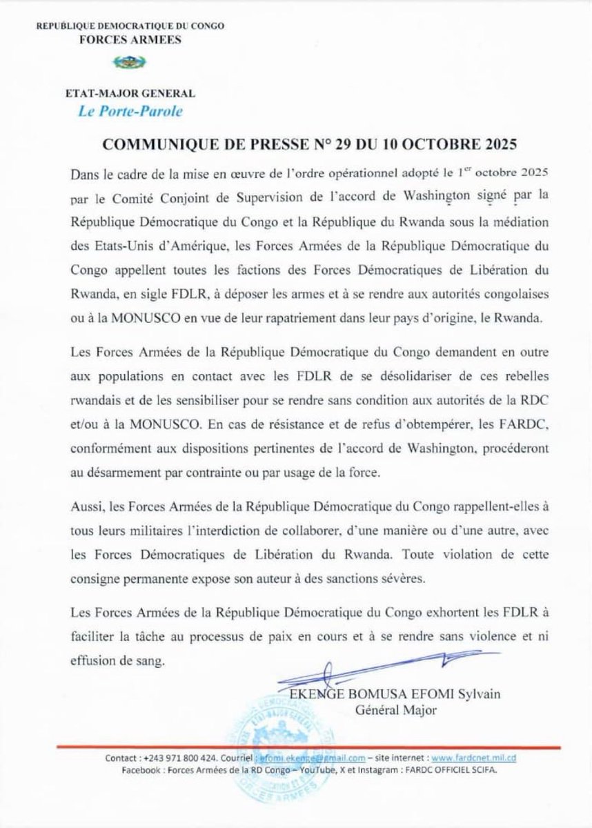 tomcloseOG's tweet image. When the #FDLR members were being repatriated to Rwanda, Congolese officials dismissed it as propaganda. However, they have now issued a directive acknowledging the presence of FDLR within their security forces, confirming their collaboration with the #FARDC. #CongoCrisis #congo