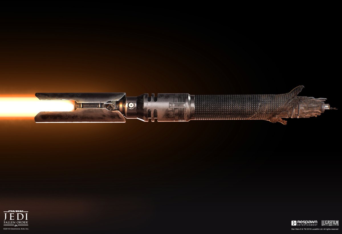 I get why Cal's canon saber color is blue, but between early concept art and JFO's preorder bonus, orange feels like an "almost-was-real" option. I still love the idea of Cal having an atypical kyber color post-Ilum as he becomes an atypical Jedi