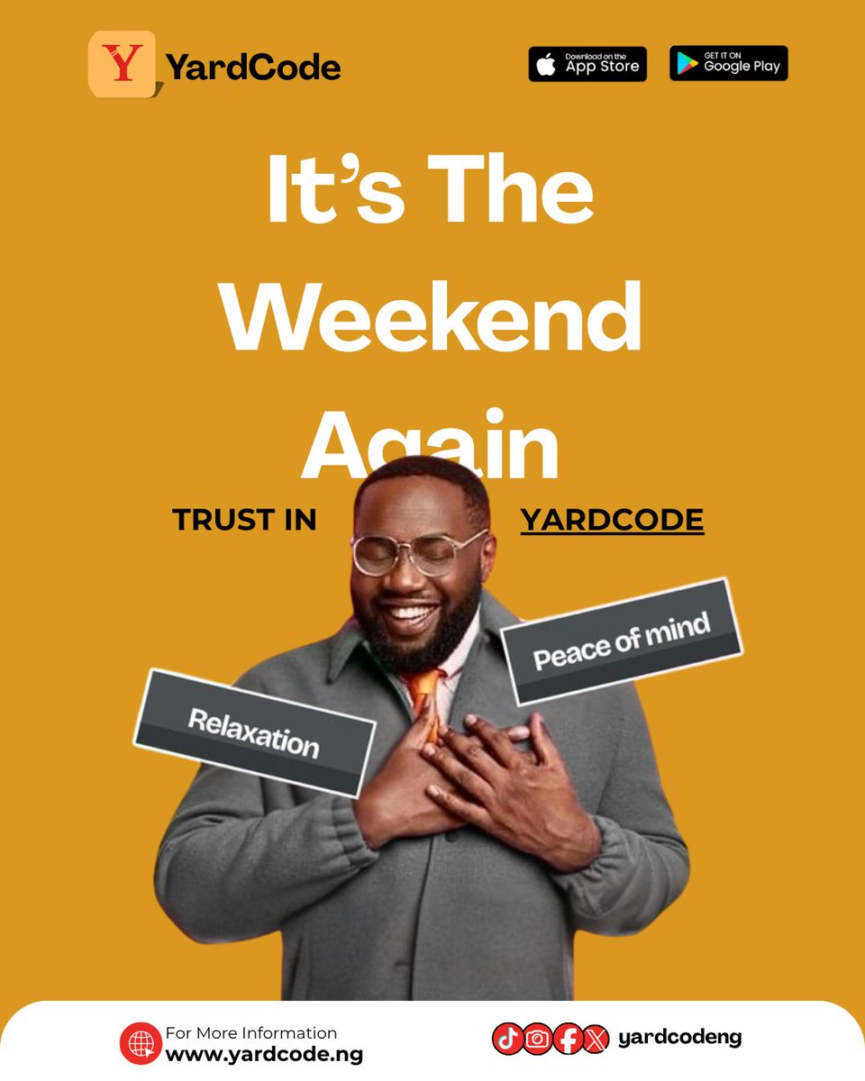 yardcodeNG's tweet image. It&apos;s the weekend! 🎉 Heading somewhere new? Let Yardcode guide you there - With ease and peace of mind❤️

#yardcode #nigeria #weekend