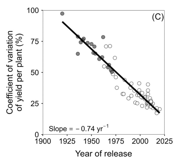 Many studies described the value of sowing quality for achieving high maize yields. But long-term breeding also helped reduce plant-to-plant yield variability on farmers’ fields, especially in stressful environments: doi.org/10.1016/j.fcr.… <a href="/CortevaUS/">Corteva U.S.</a> <a href="/PioneerSeeds/">Pioneer Seeds U.S.</a>