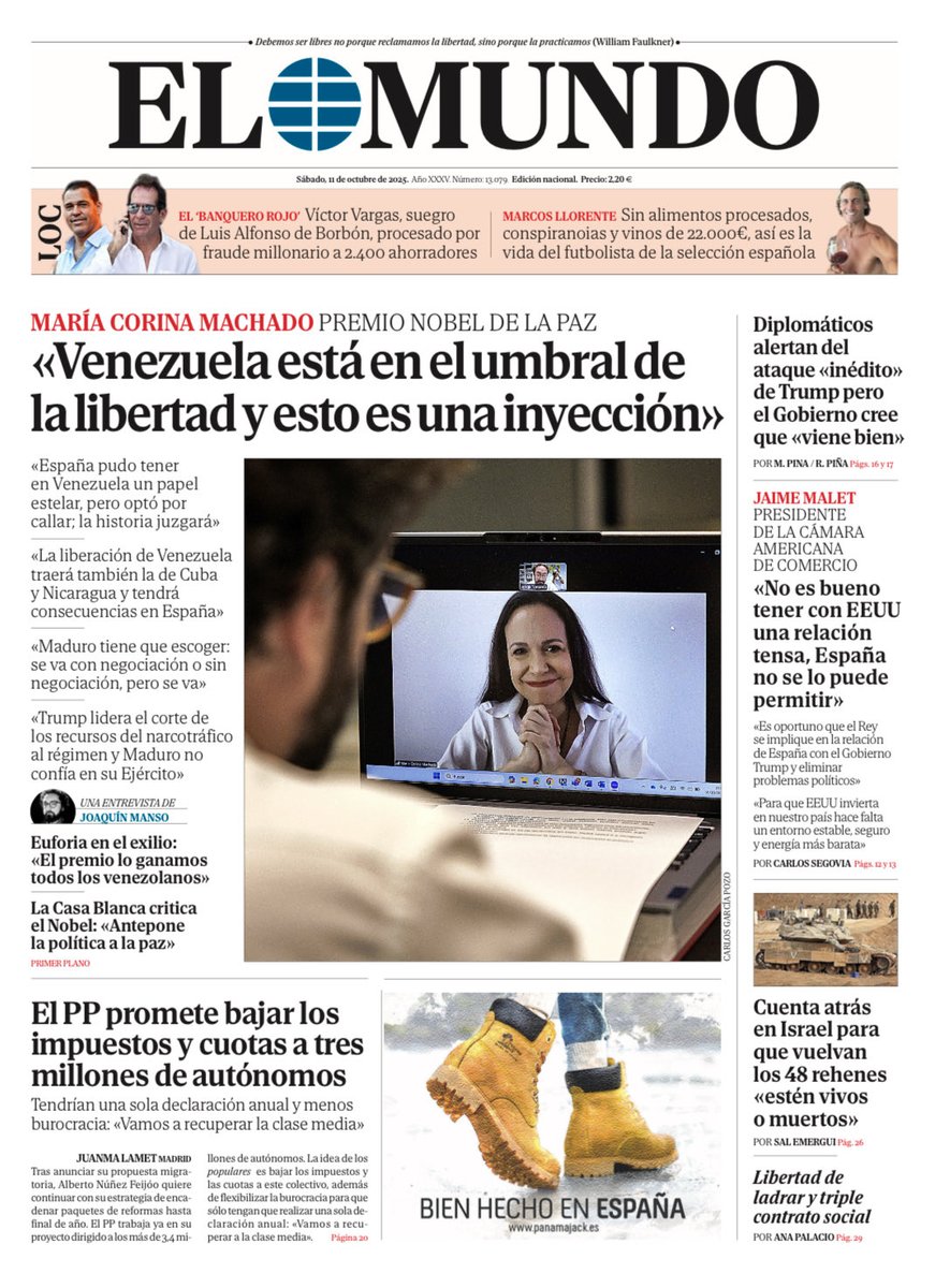📰 Portada de EL MUNDO del sábado 11 de octubre 

Ya disponible en Orbyt y en la edición digital con la mejor información