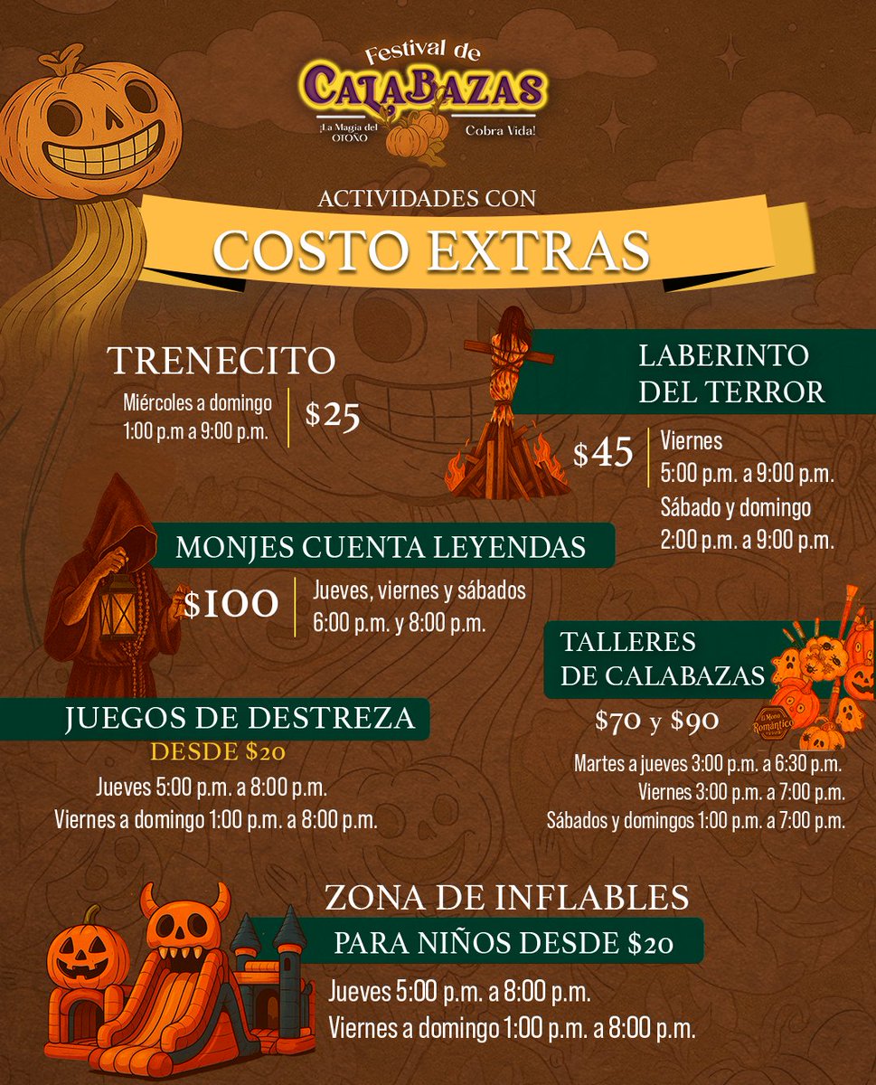 🍂🎃 Disfruta la magia del otoño en el Festival de Calabazas de Parque Guanajuato Bicentenario. 

Del 3 de octubre al 2 de noviembre, vive tardes llenas de color, diversión y grandes momentos en familia, de martes a domingo a partir de la 1 p.m.