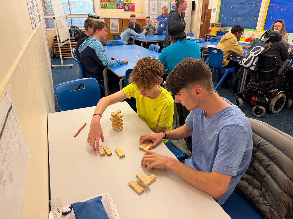 Jenga tower challenge for our Friday group <a href="/LshipSkillsFdn/">Leadership Skills Foundation</a> sports leaders. They decided the skills they had developed were communication, determination, problem solving, teamwork and patience. Sunny holds the record of 12 high and his cheat tower(using the door) 22, great effort.