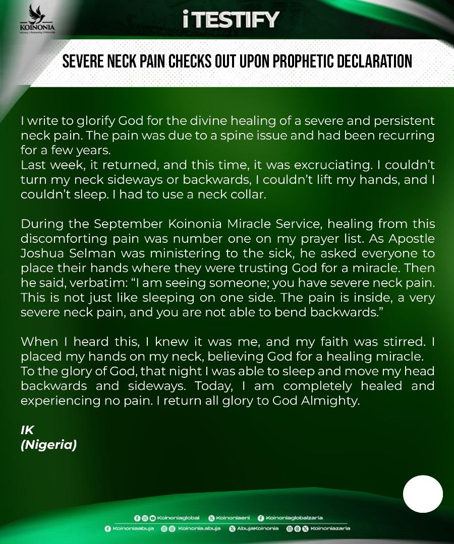 KOINONIA TESTIMONIES: GOD IS STILL WORKING WONDERS!

“Many, Lord my God, are the wonders you have done, the things you planned for us. None can compare with you.” — Psalm 40:5 (NIV)

Each testimony is proof that God is still in the business of doing miracles! What He did for